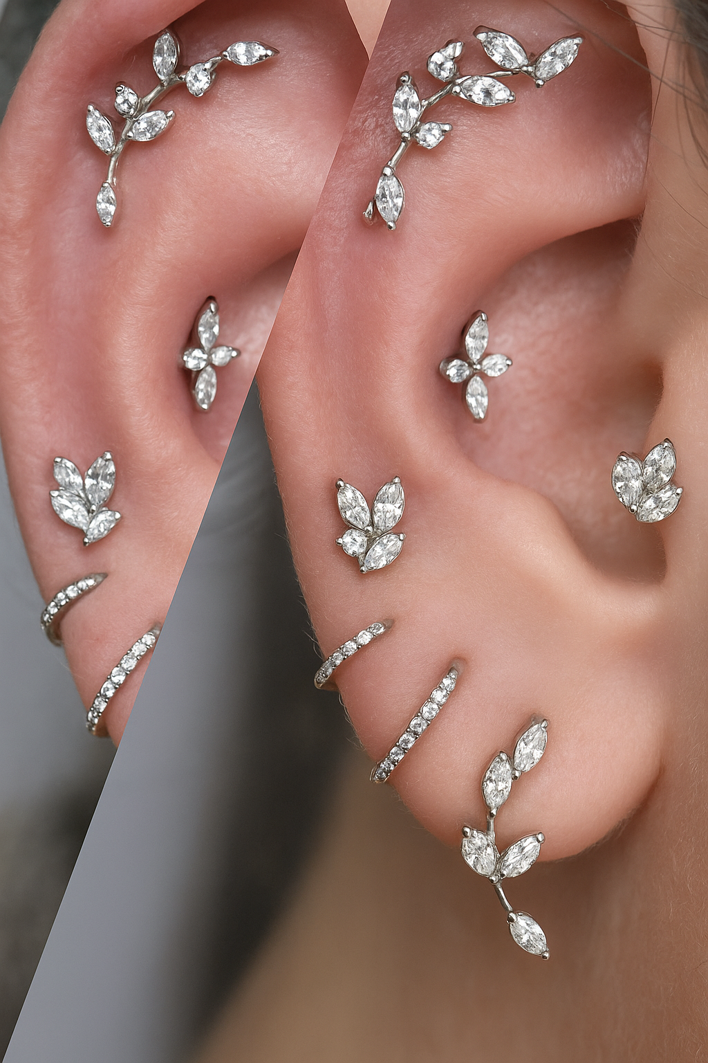 Piercings no lóbulo, hélix e tragus